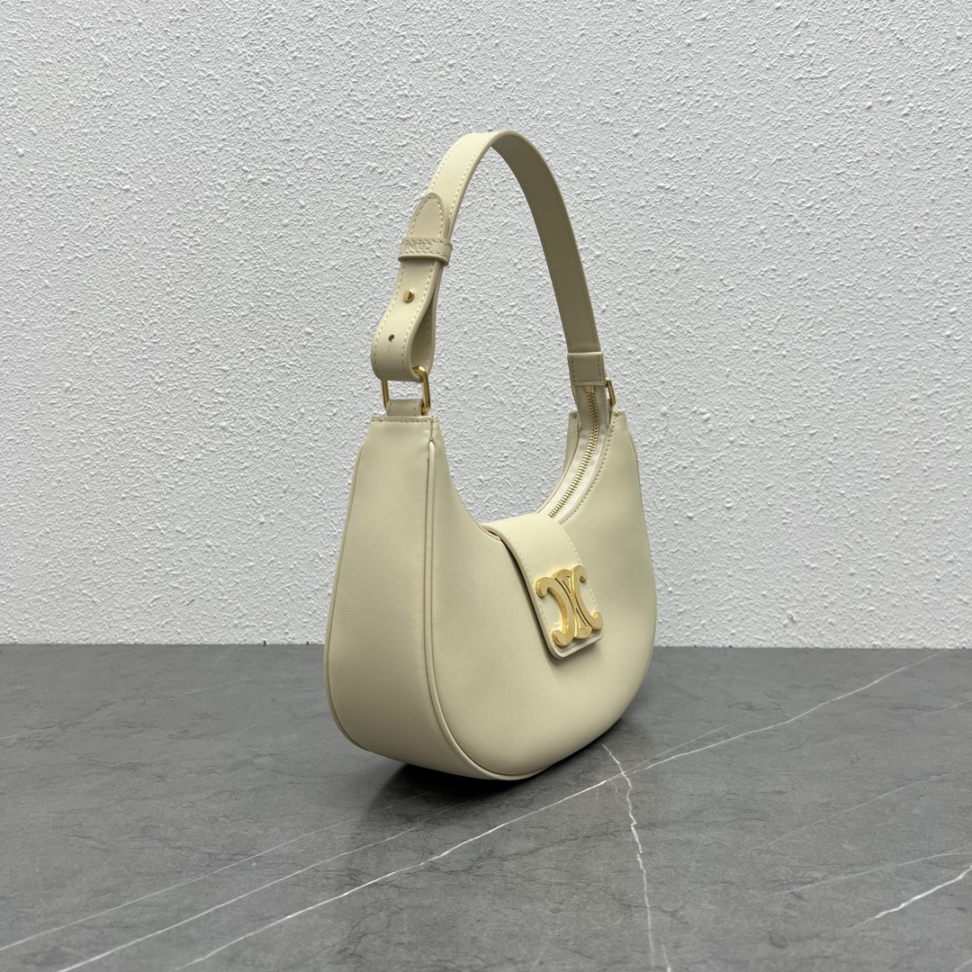 Celine Medium Ava Triomphe Bag In Smooth Calfskin Shoulder Bag Cream 114493